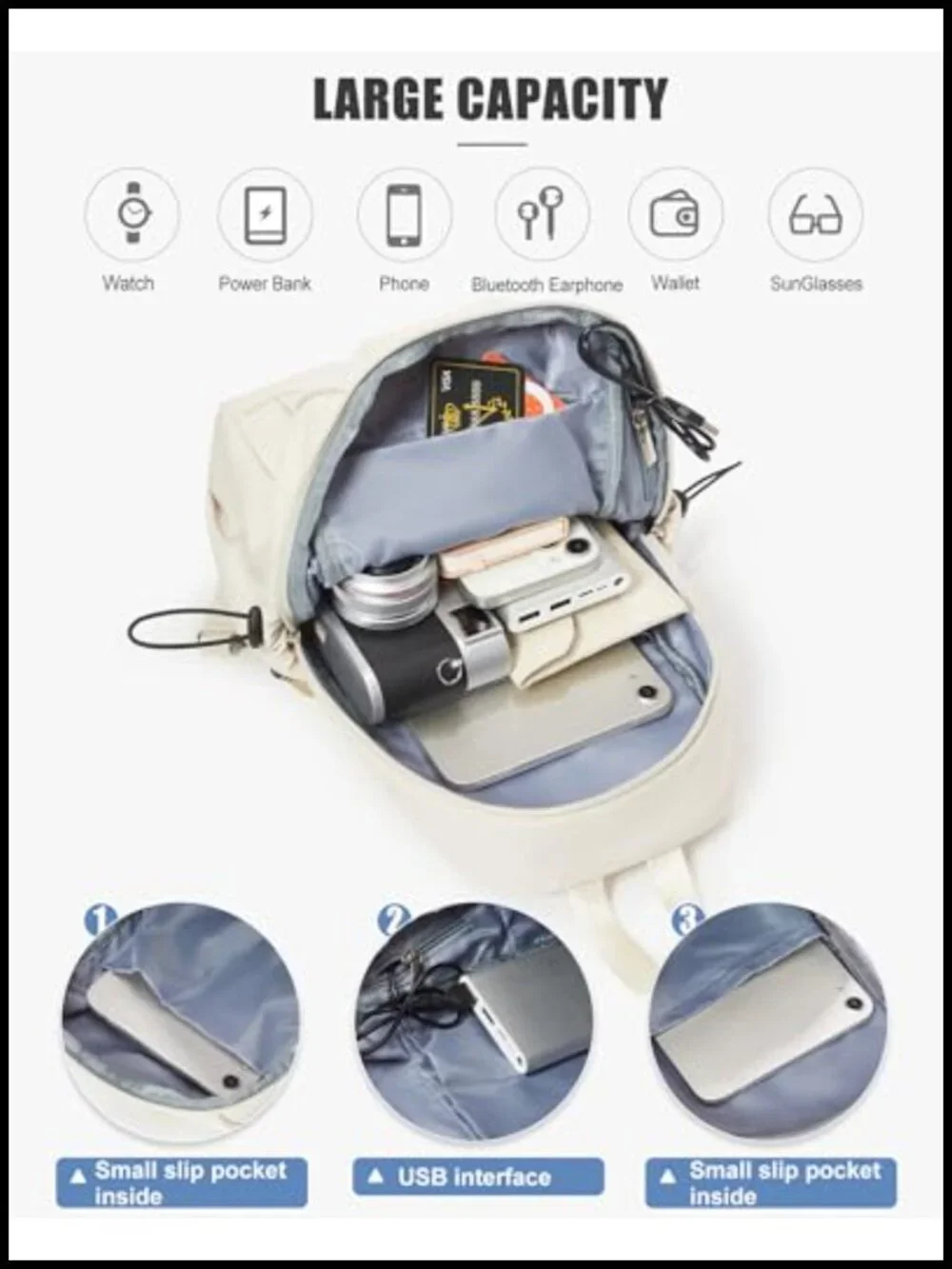 Tactical Anti-Theft Crossbody Sling Backpack with USB Port Nylon Daypack